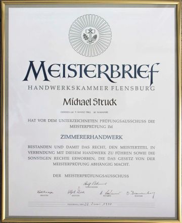 Baugeschäft G Plikat Meisterbrief Michael Struck in Jevenstedt